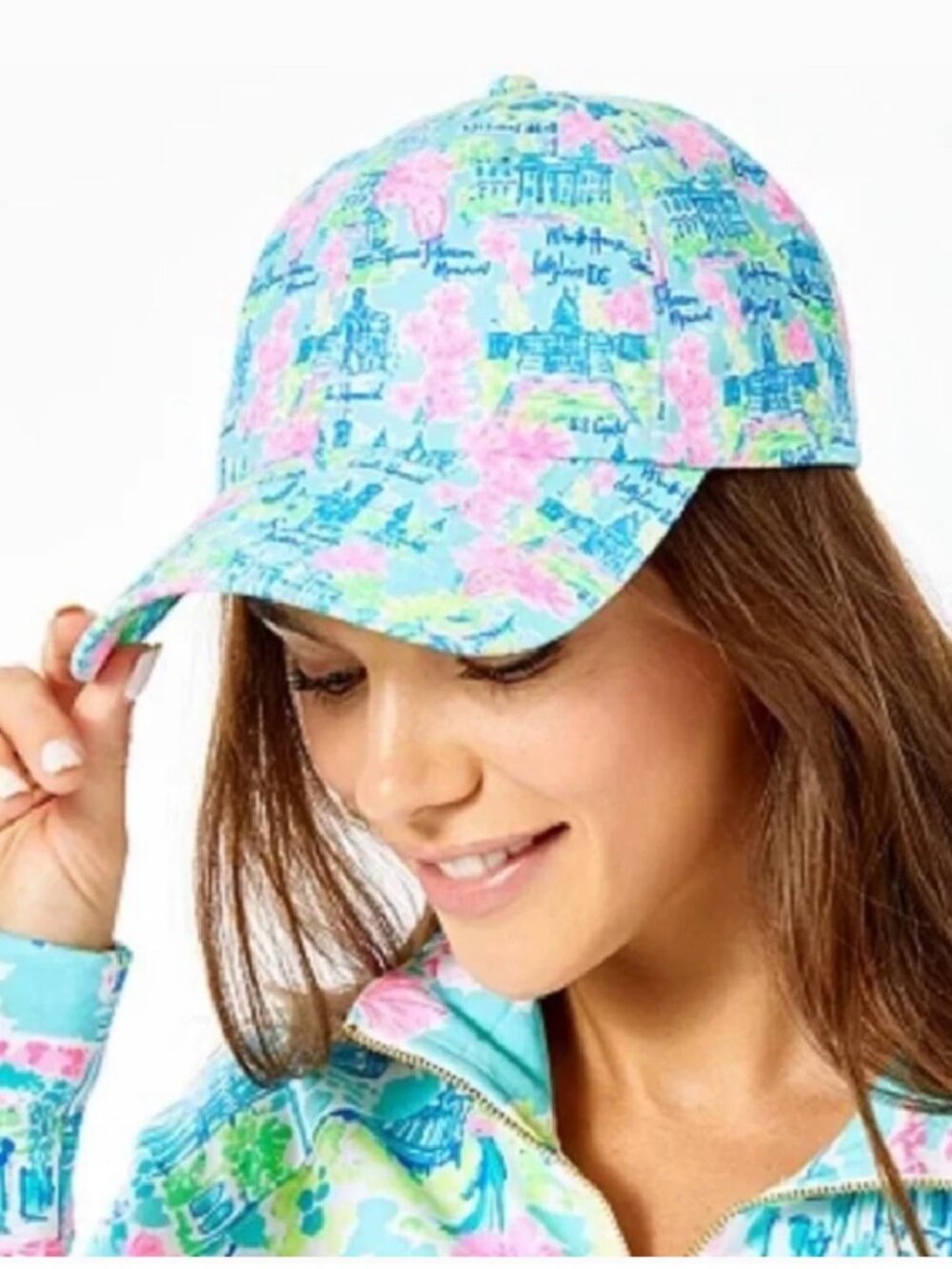 NWT NEW Lilly Pulitzer Run Around Hat Cap Multi Lilly Loves Washington D.C. OS